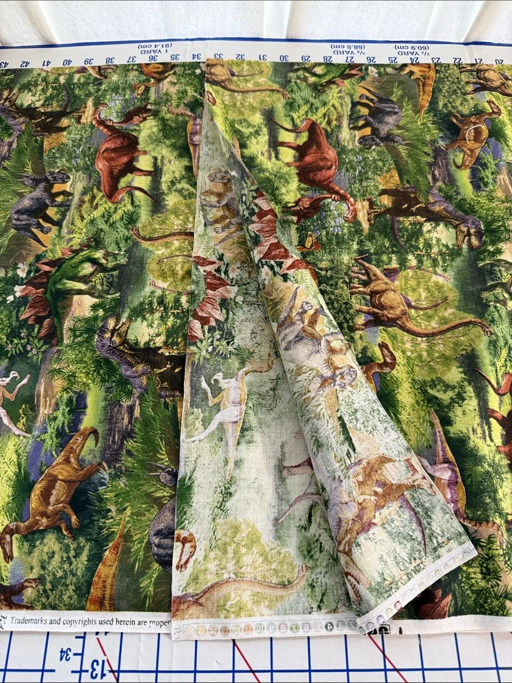 Vintage VIP Cranston Dinosaur Fabric 2¾ Yards Medium Weight Cotton Decor